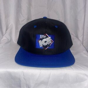 TC Black and Blue Vintage Miller Lite Snapback Hat 90s